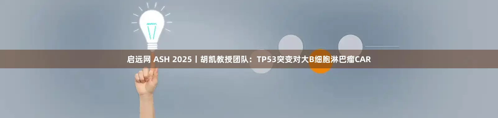启远网 ASH 2025丨胡凯教授团队：TP53突变对大B细胞淋巴瘤CAR